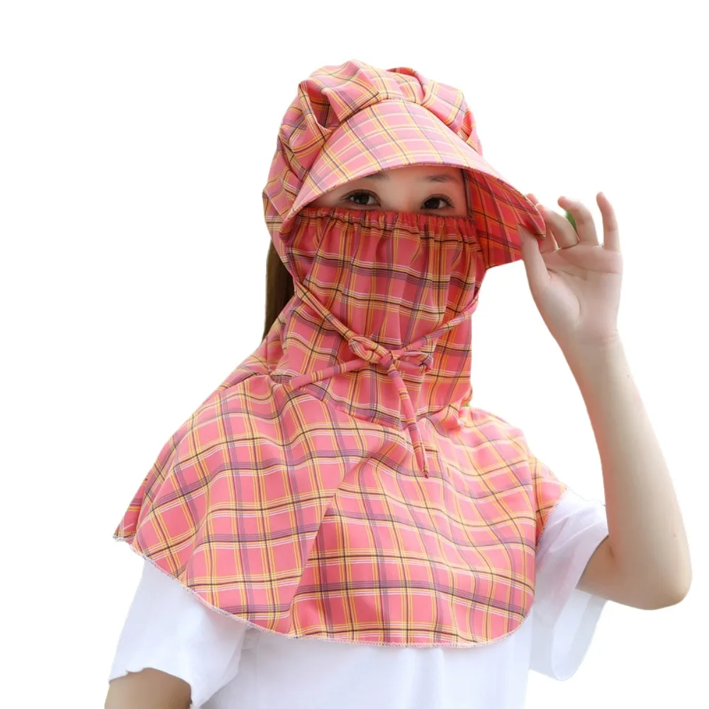 Elegant Flower Sun Protection Hat Sunscreen Anti-uv Bucket Hat with Mask Shawl Neck Protective Wide Brim Bucket Cap Girl