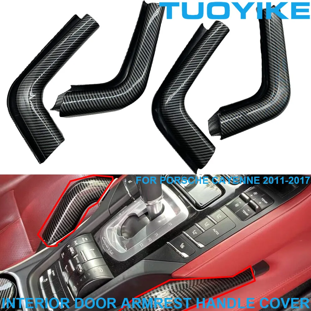 

Car Carbon Fiber Interior Door Handle Cover For Porsche Cayenne 2011-2017 Inner Central Console Armrest Protective Panel Trim