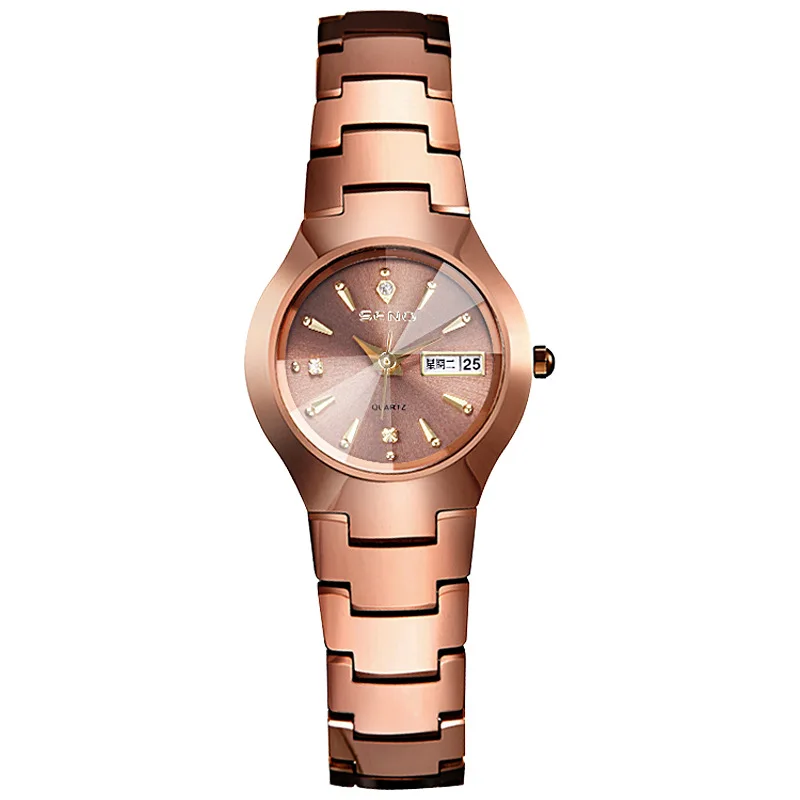 Reloj de marca de lujo para mujer, relojes de cuarzo a la moda de acero inoxidable dorado para negocios, reloj de pulsera para mujer