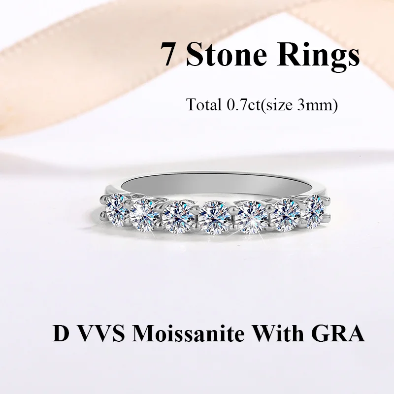 Mit GRA-Zertifikat S925 Sterling Silber 3,0mm Vollmoissanit-Ring D VVS1 3EX Schliff Funkelnder Moissanit-Band Hochzeits- und Partygeschenk – Detail 22