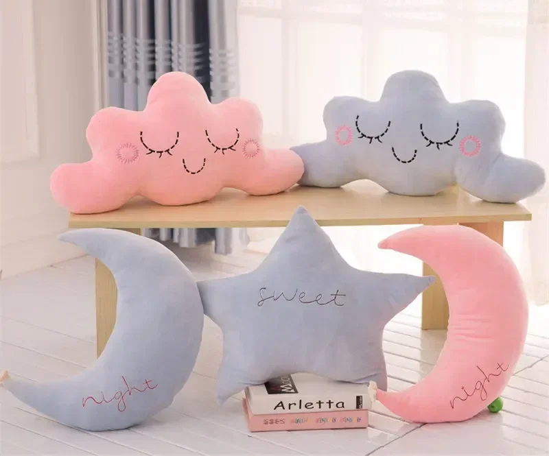 [Funny] 40cm Smile Wool Moon Star Cloud Pillow Cushion Cotton toys kids decorative pillows for bed Dolls baby soft stuffed Toys