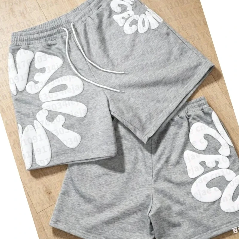 2026 New Men's Kid Letter Print Mesh Shorts Casual Streetwear Loose Drawstring Basketball Shorts for Summer