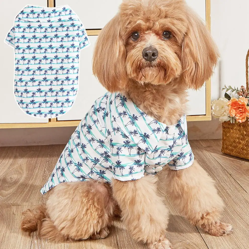 Hawaiian Style Coconut Tree Print Beach Shirts for Pets, Puppy Tee Shirt, Summer Pet Clothes, Small and Medium Dogs