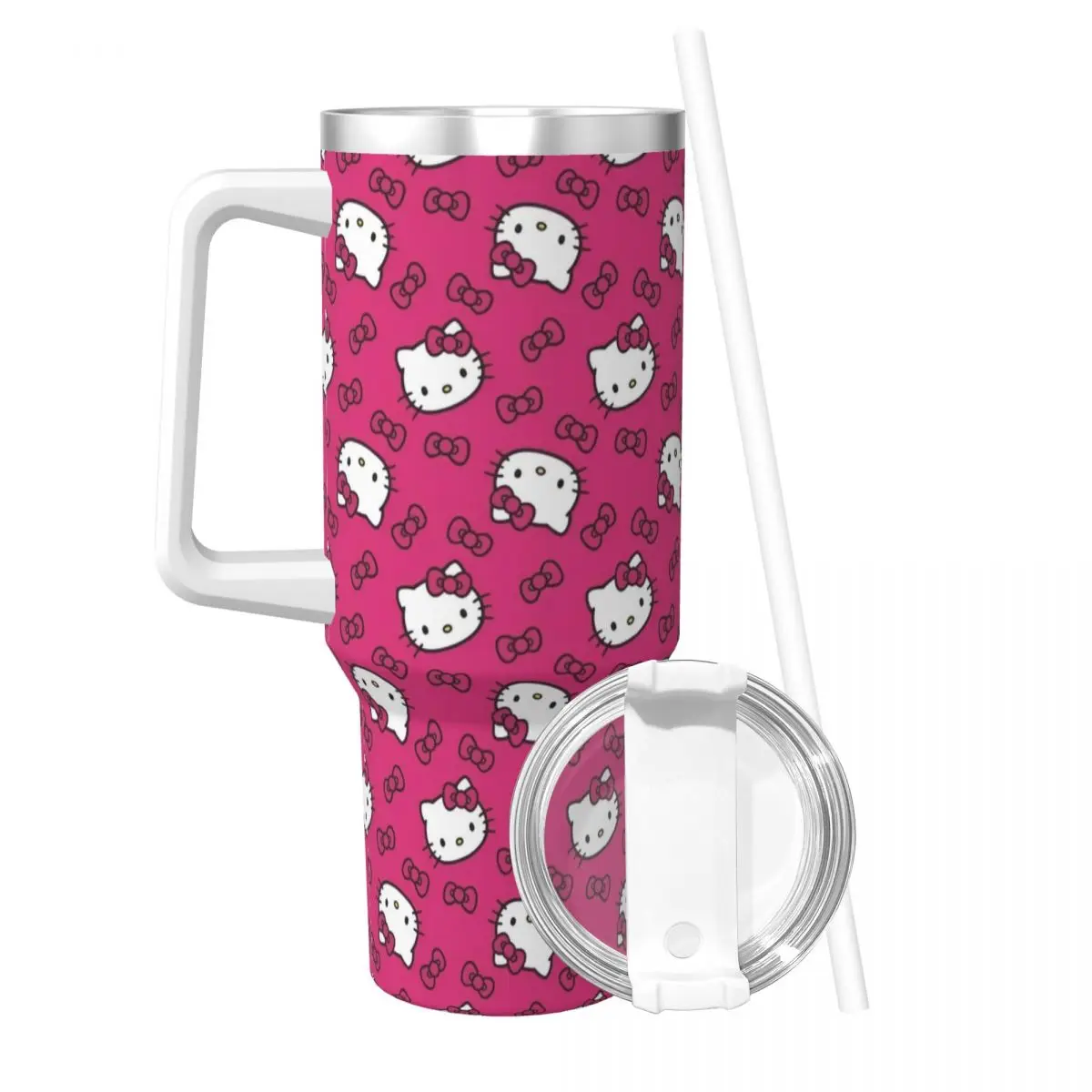 

Стакан из нержавеющей стали, японский Hello Kitty Kawaii, автомобильные кружки с мультяшным котом и соломинкой, бутылка для воды для холодных напитков, большие термочашки