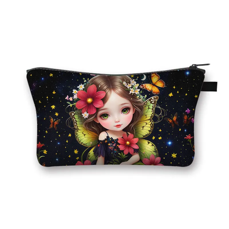 Cute Gothic Girl Print Cosmetic Case Dark Skull Fairy Women Makeup Bag Lipstick Storage Bag for Travel Ladies Toiletries Bags