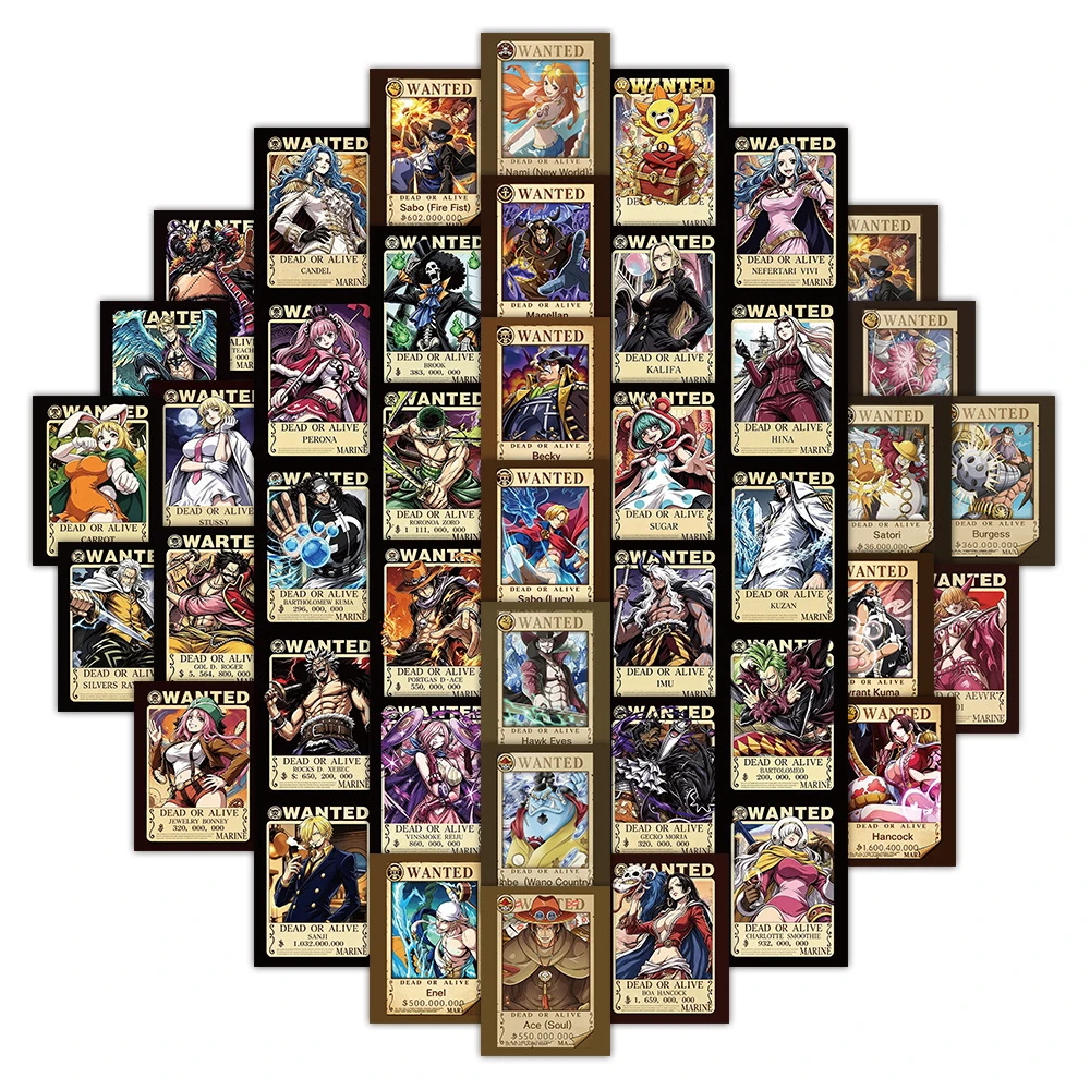 10/30/50pcs New Cool ONE PIECE Wanted Poster Stickers Classic Anime Graffiti Decals DIY Notebook Phone Laptop Waterproof Sticker