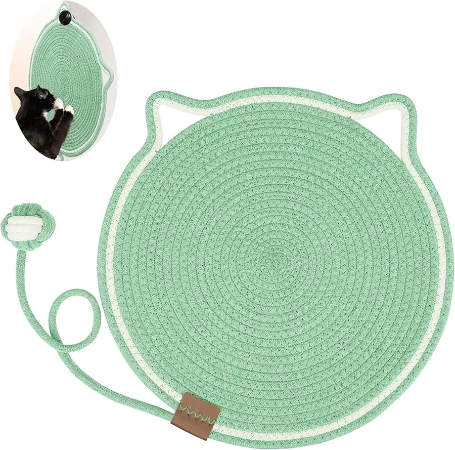 

Cat Scratcher Mat, Natural Cotton Rope Cat Scratch Pad, 15.7'' Round Horizontal Floor Scratching Pads for Indoor Cats, F