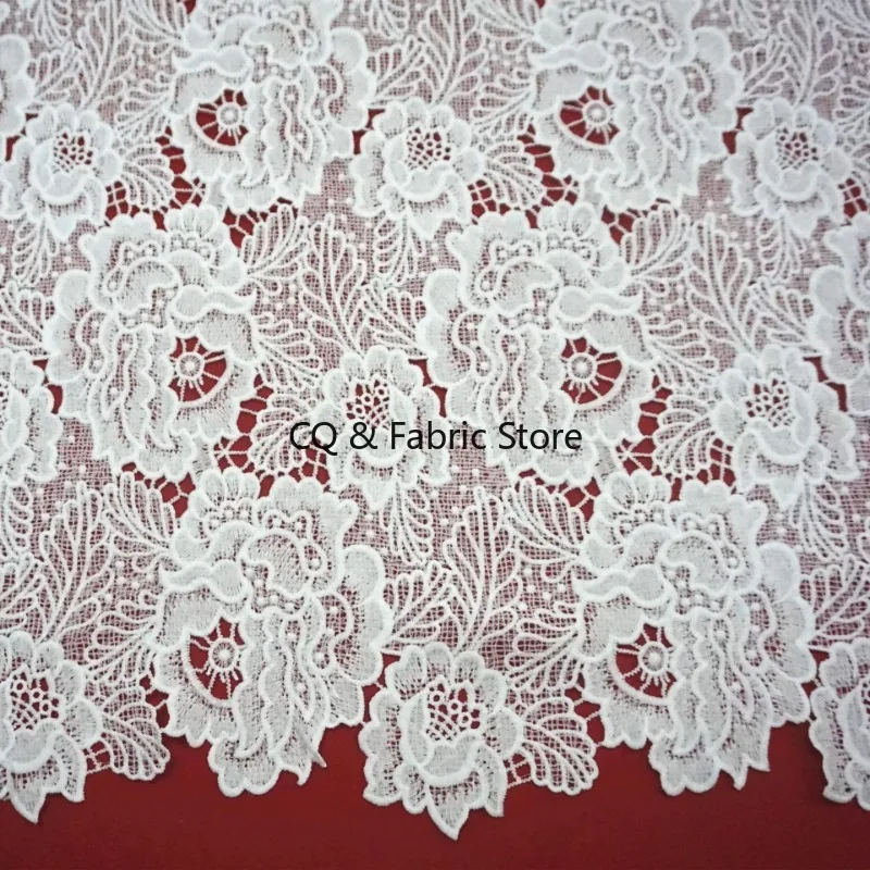 

Water Soluble Lace Embroidered Fabric for Women's and Children's Dresses, Tops, Skirts, Designer Fabrics By The Yard