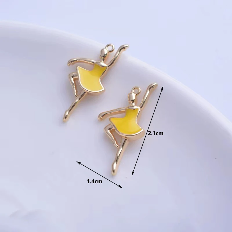 20 Stück Kupfer 18k Goldfarbe Hochwertige Emaille Tanzende Mädchen Anhänger Tropfenöl Ballett-Puppe Anhänger DIY Schmuck Halskette Herstellung – Detail 5