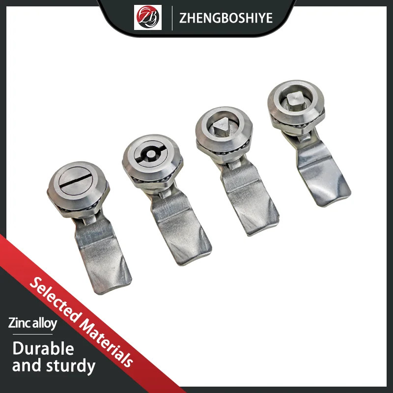 สังกะสีอัลลอยด์ลิ้นล็อคสามเหลี่ยมสี่มุม S ล็อค Core ถังขยะกลางแจ้งล็อคกล่องกระจายประตูตู้ล็อค