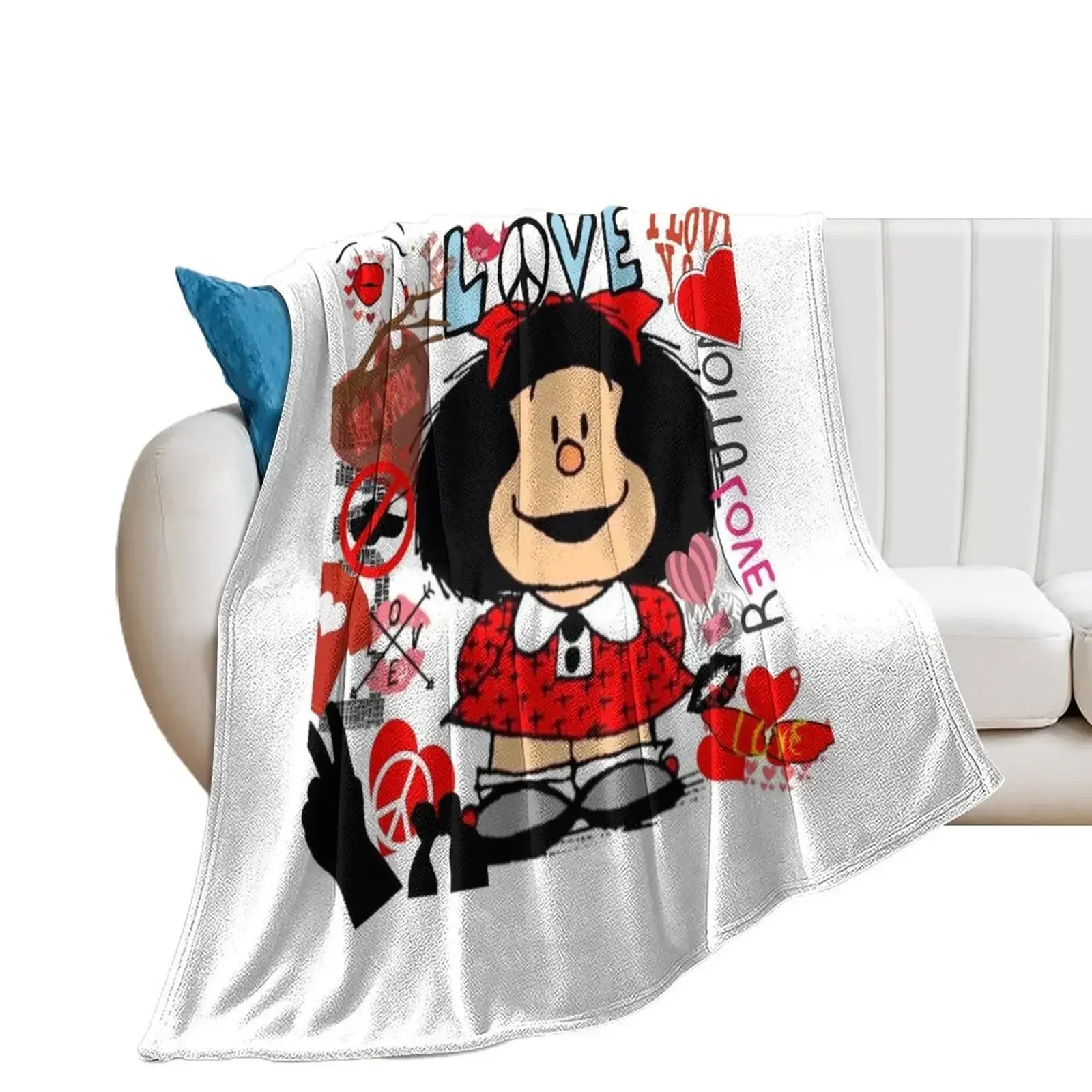 

Love, love and mafalda surrounded by hearts Throw Blanket Large heavy to sleep Plaid Beautifuls Blankets