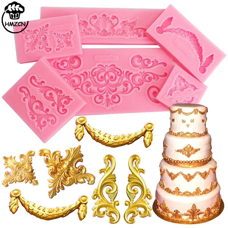 1pc Barock Stil Curlicues Scroll Spitze Fondant Silikon form, Relief Blume Spitze Form filigrane Form 3d geformte Dekoration