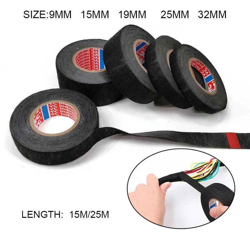 15/20m Adhesive Tape Car Cloth Wire Tape Waterproof Wiring Harness Wire Tape Cloth Wire Tape Cable Tape