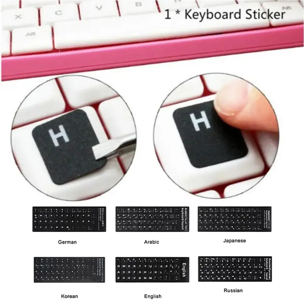 Universele Toetsenbord Sticker Japanse Russische Duits Sticker Engelse Notebook Arabische Computer Desktop Keyboard S9p5