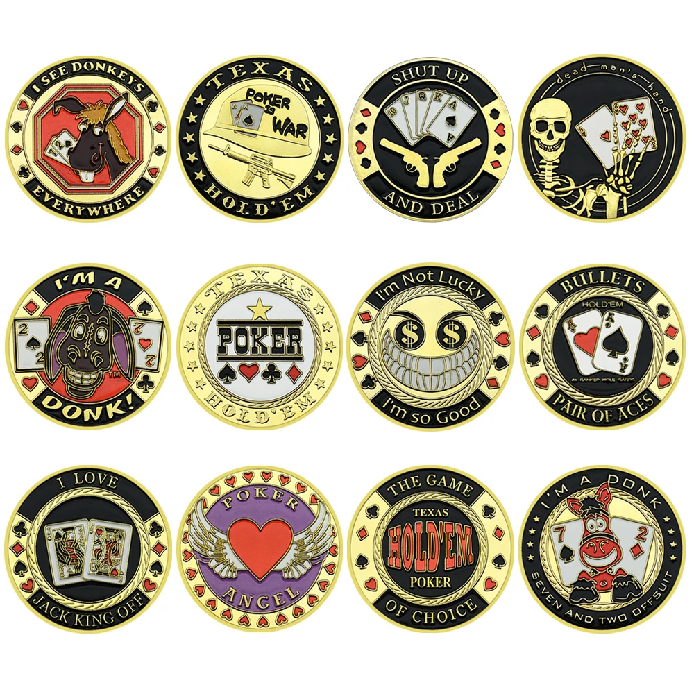 Casino Crafts Texas Hold'em Las Vegas Poker Chips Game Lucky Coins Gold Plated Medal Holiday Gift Fans Collection