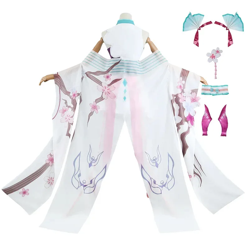 SSR Onmyoji RPG Collab x Miku Kimono Yukata Outfit Wig Shoes Anime Party Fancy Dress Halloween Cosplay Costume For Women Girls