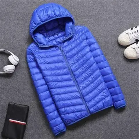 Winter Thin Down Cotton Coat For Men Hooded Slim Fit Warm Outerwear Cropped Trendy Cotton Jacket