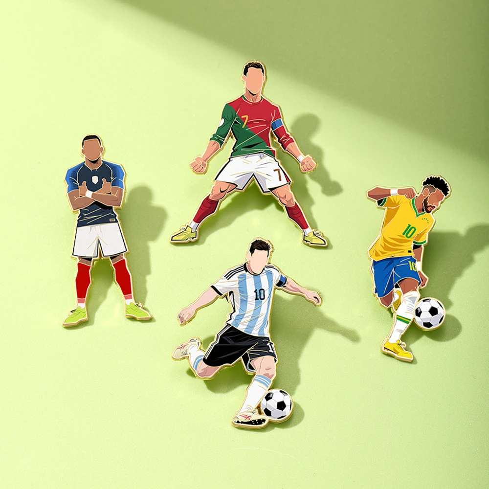 Fußballstar Emaille-Pin-Set, Fußballspieler-Broschen für Rucksäcke, Jacken & Hüte, Ideales Geschenk für Sportfans & Sammler