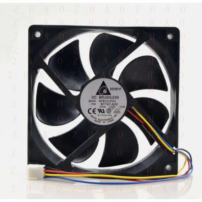 L+ for Delta AFB1212VH PWM 12025 12V 0.60A 12CM 4PIN cooling fan 120*120*25mm