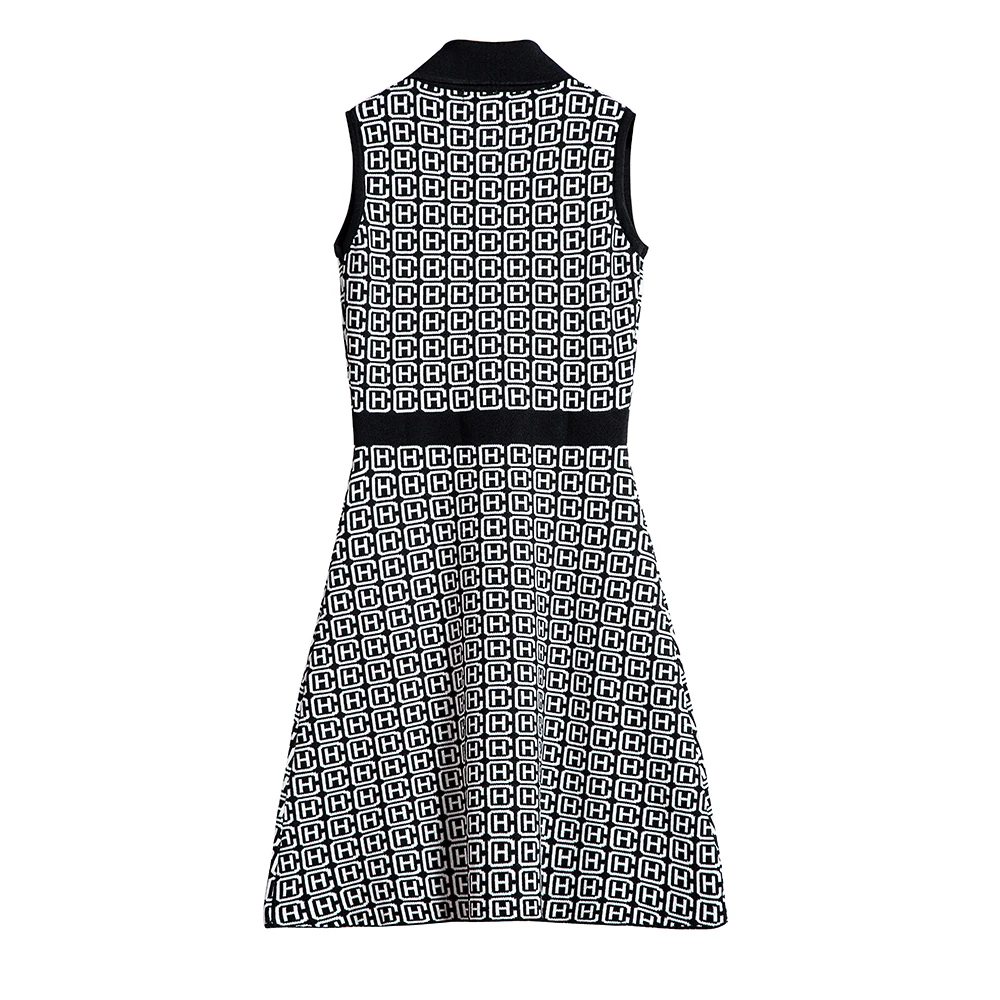 CHCH FAMILY 2023 Summer New Women's Sleeveless Dresses A-Line Letter Zipper Front Straight Ladies Polo Dress