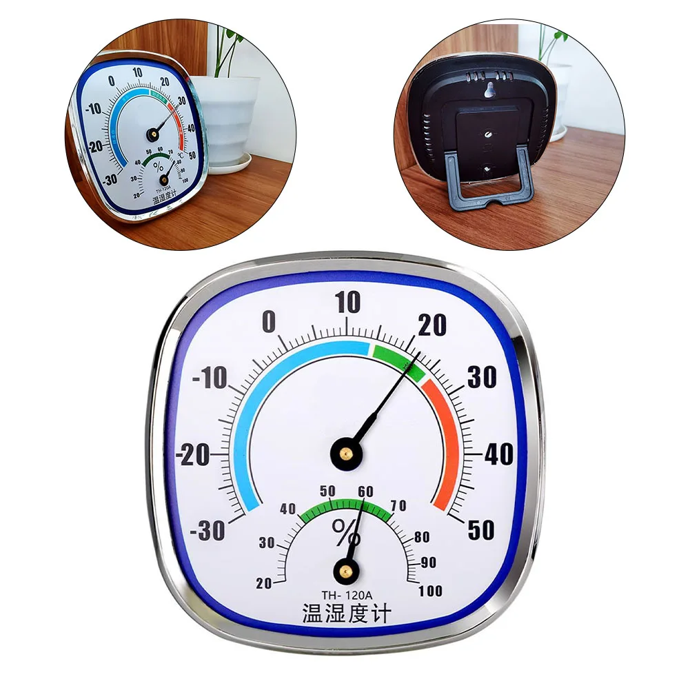 Hygrometer Thermometer Outdoor Temperature -30 - 50℃ 120x120x23mm 20 - 99%RH ABS Gauge Glass Lens No Battery Required