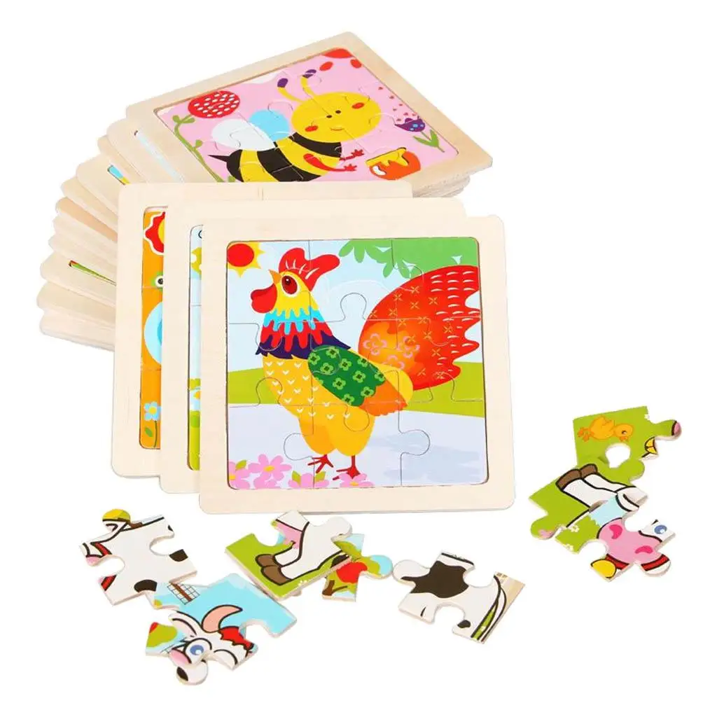 Wooden Animal Toddler Puzzle Early Learning Educational Toy for Children Kids Brain Development Preschool