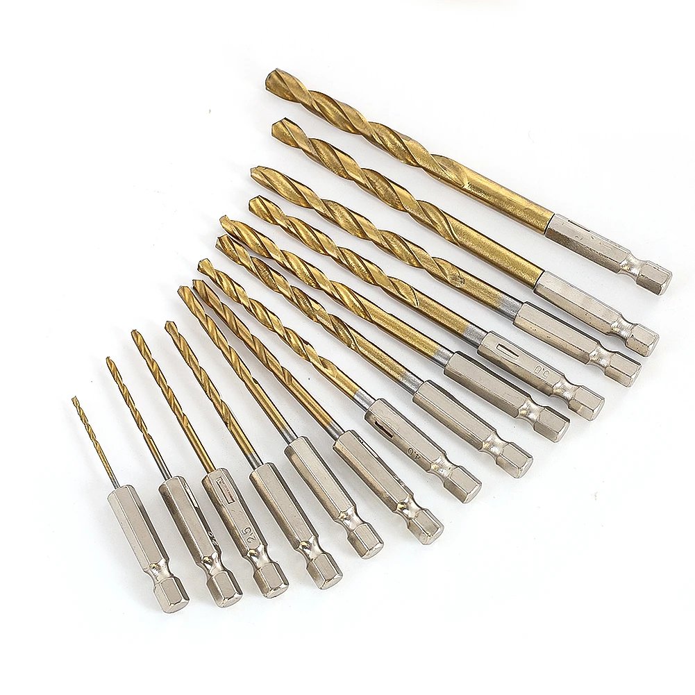 

Набор спиральных сверл, 13 шт., высокоскоростная сталь, шестигранный хвостовик с титановым покрытием, 1,5 мм, 6,5 мм, деревообработка, металл, пластик, инструменты для сверления отверстий