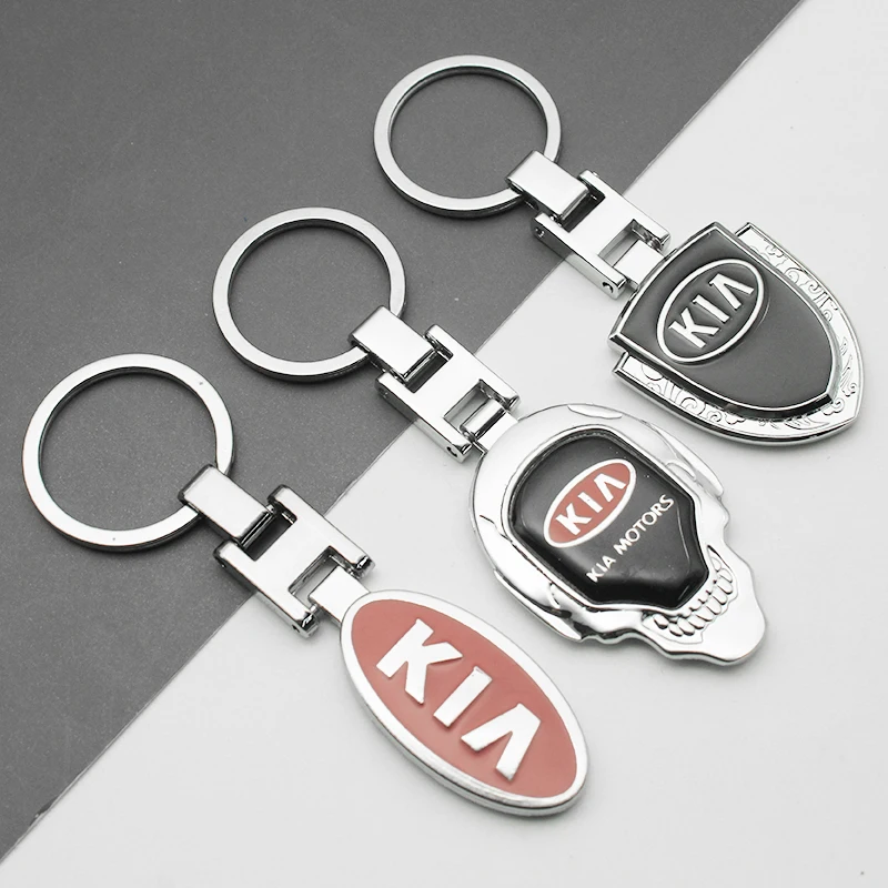 Porte-clés de voiture en métal et cuir 3D, accessoires de style JOAuto pour Kia Sportage, Picanto, Rio, Ceed, Optima 3, 5, K3, K5 Sorento