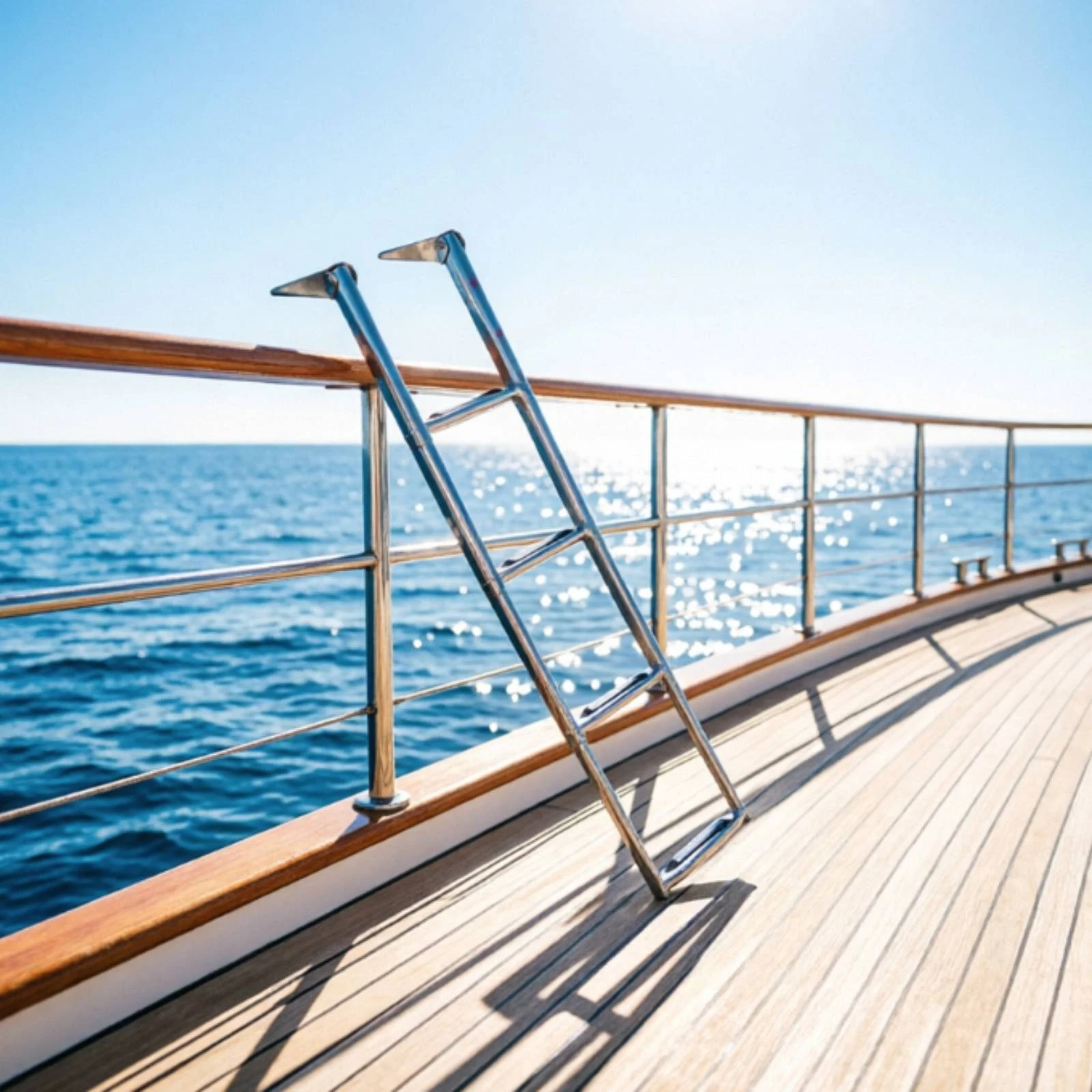 Boat Ladder with Hooks Portable Marine Ladder with Hooks Foldable Polished for Yacht Owners, Boats, Yachts