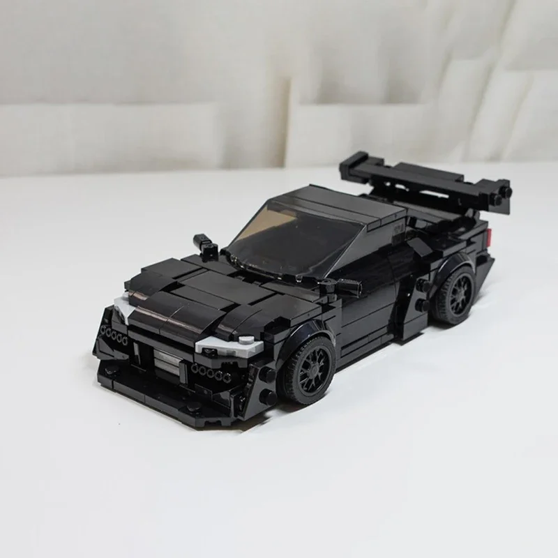 440-Piece Modular Building Set, Recreating Nissaneds Silvia S15 Rocket Bunny Black Widebody Car