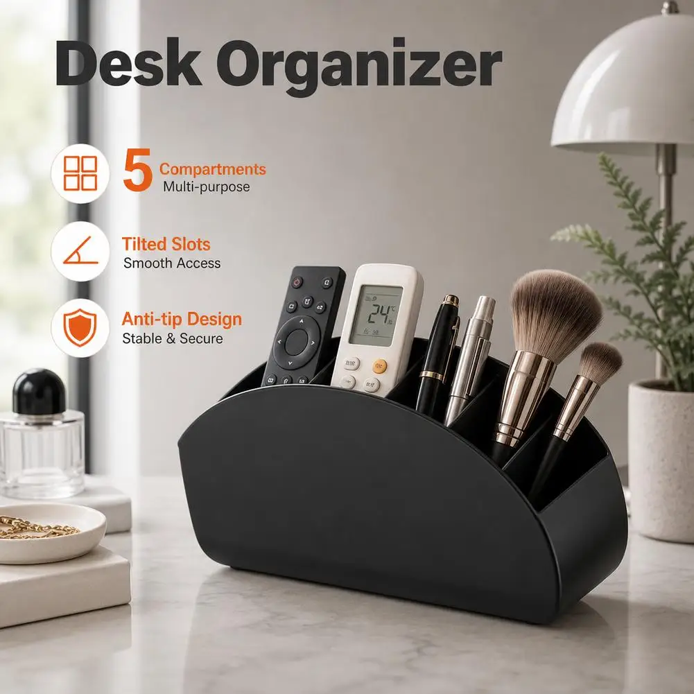 Multifunctional Desktop Storage Box Organizer Control Holder for TV, Media Players, Pens,  Space-Saving Bedside Table Organizer