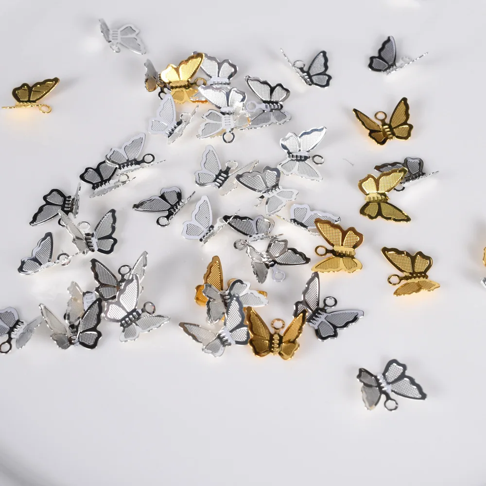 30Pcs/Lot 3D Butterfly Charms Accessories Parts Connectors Pendants for DIY Earrings Bracelet Necklace Jewelry Making Findings