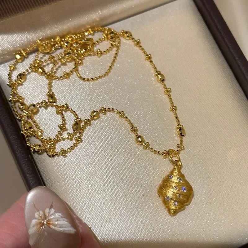 

Винтажное антикварное золотое ремесло с матовыми бриллиантами, инкрустированное маленьким хлебом, ожерелье, уникальный дизайн, кулон, изысканная цепочка на воротник, ювелирные изделия