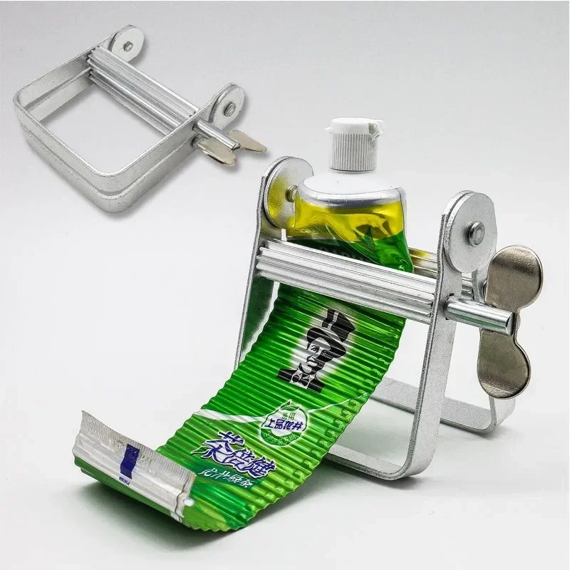 Stainless Steel Silver Toothpaste Squeezer Plastic Hand Cream Sauce Toothpaste Extruder Bathroom Toothbrush Rack Dispenser