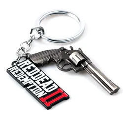 Game RDR2 Arthur Morgan Revolver Keyring Red Dead Redemption 2 Keychain Pendant Fans Gift For Men Women key holder Jewelry