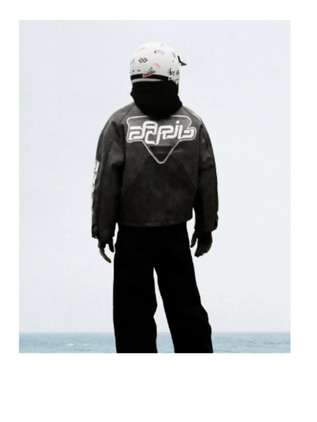 

Oversized Bat Embroidery Leather Jaet Men's Coat Casual Loose Fit Long Sve Zipper Closure Faionable Youth Sle