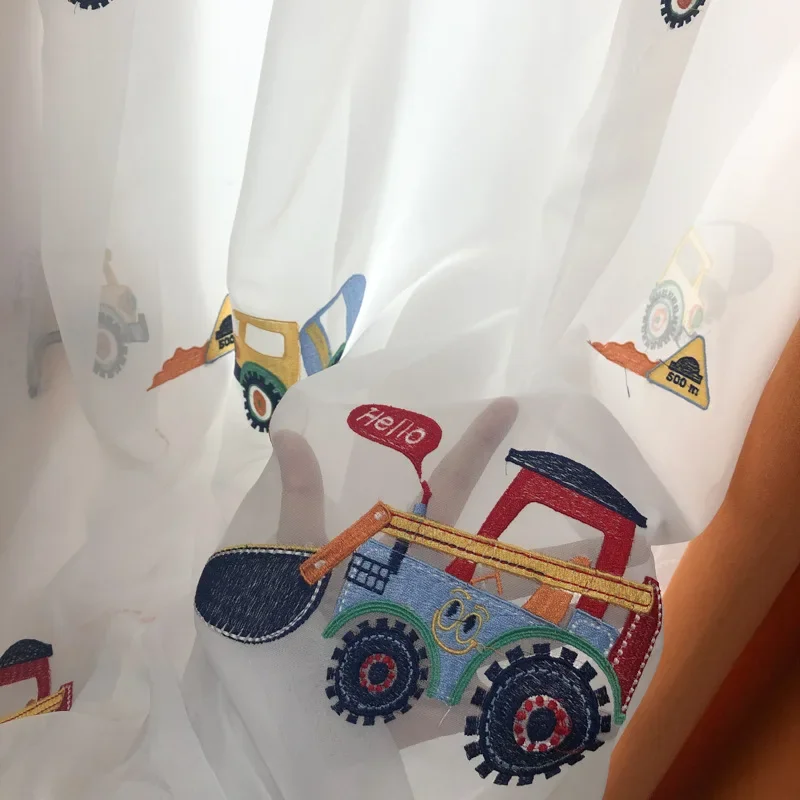 الراقية غرفة الأطفال الصبي غرفة حفارة سيارة التطريز خياطة الستائر لغرفة النوم مخصص المنتج النهائي