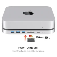 Qwiizlab USB C Hub for Mac Mini M2 M1 with Dual Drive Enclosure SATA NVMe M.2 SSD Type-C 10Gbps SD TF Card Reader Docking Staion 4