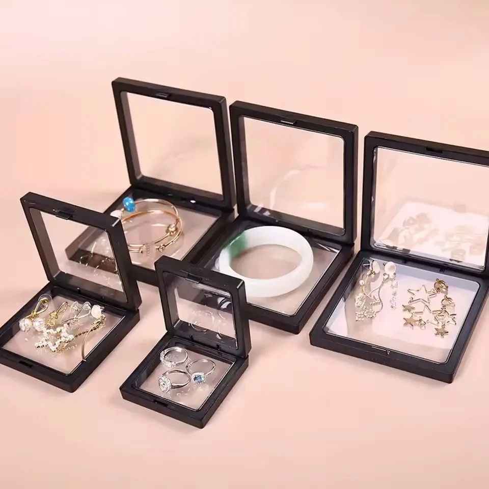 10pcs Transparent PE Film Floating Display Box Plastic Film Jewelry Packaging Box Jewelry Necklace Ring Collectible Storage Box