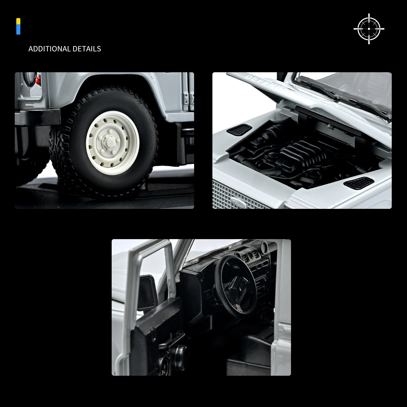 1/24 Land Range Rover Defender 90 SUV Modello di auto in lega Diecast in metallo Classico fuoristrada Modello di auto Simulazione Giocattolo per bambini Regalo