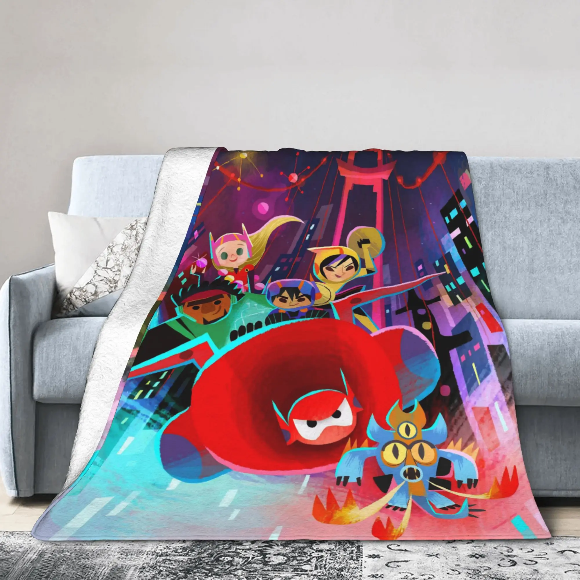 كبير بطل Baymax درع بطانية المرجان الصوف أفخم الخريف الشتاء هيرو حمادا تنفس خفيفة الوزن رمي بطانية للمكتب