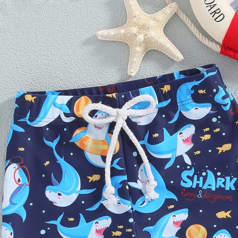 Toddler Boys Swim Trunks Shark Print Elastic Waist Swim Shorts Bathing Suit Swimsuit Little Boy Board Shorts Swimwear