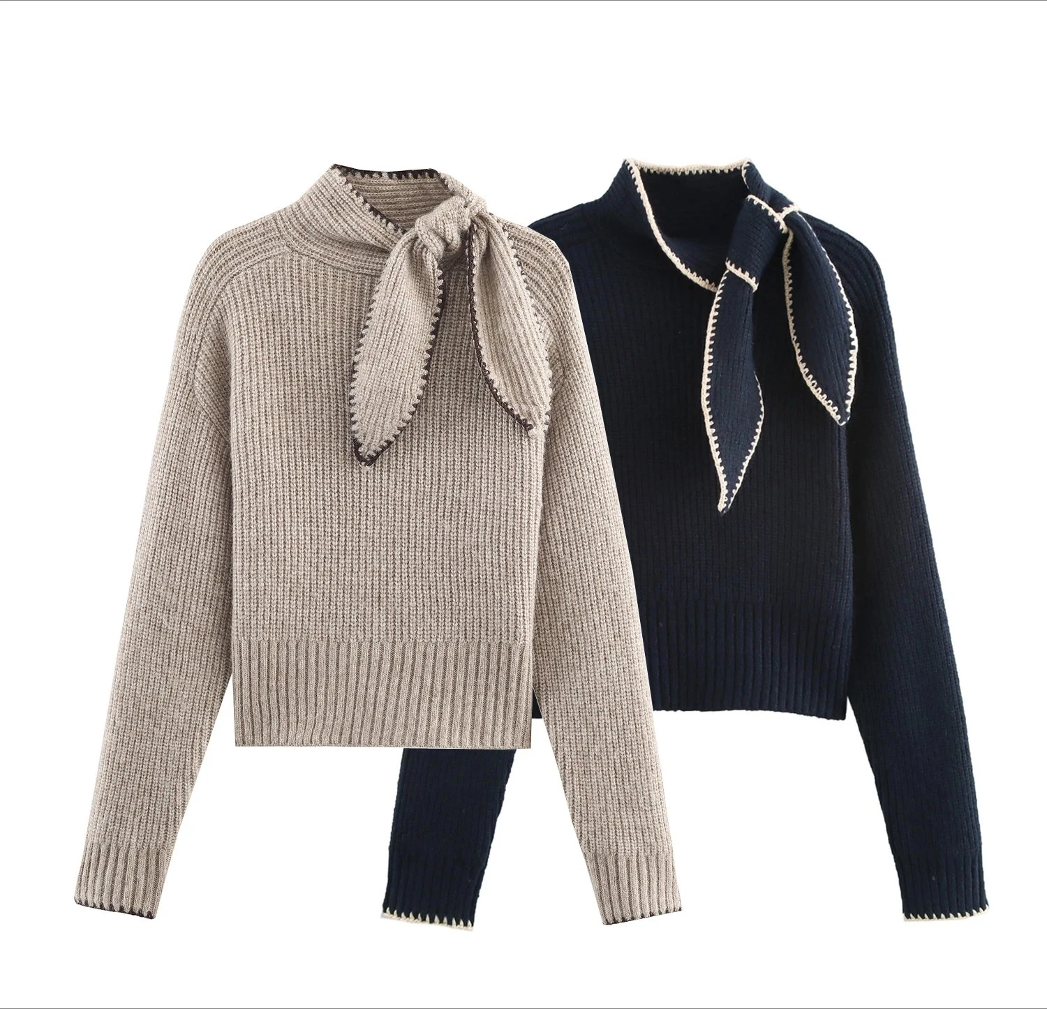 

French retro super beautiful bow decoration sweater top for women style slim fit long sleeved knitted