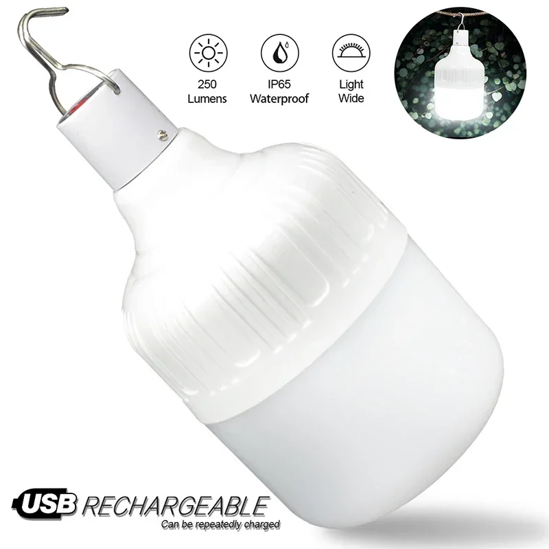 Lampe de camping portable aste à intensité variable, ampoule de secours, 5 modes d'éclairage, lumière de tente pour la pêche de nuit, la randonnée