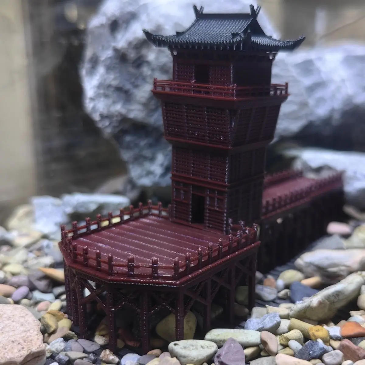 Chinese Style Ancient Architectural Model Decoatione Plastics Micro 3D Printing Plastics Landscape Bonsai Study LandscapingZD482