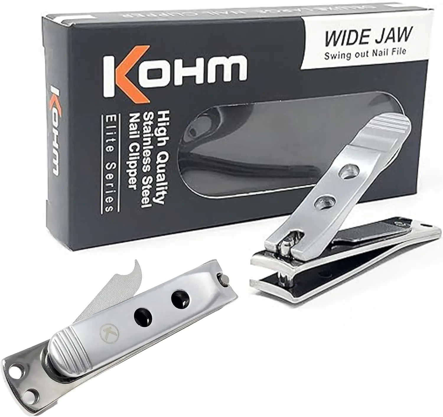 

Curved Blade Edge Nail Clipper with Nail File, Wide Jaw Toenail Clippers for Thick Nails, Large Nail Clippers for Men, Seniors, Women