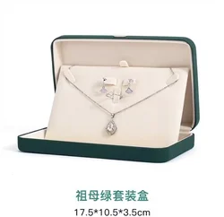 Green Pu Jewelry Set Box Jewelry Display Case for Rings Drop Earrings Necklace