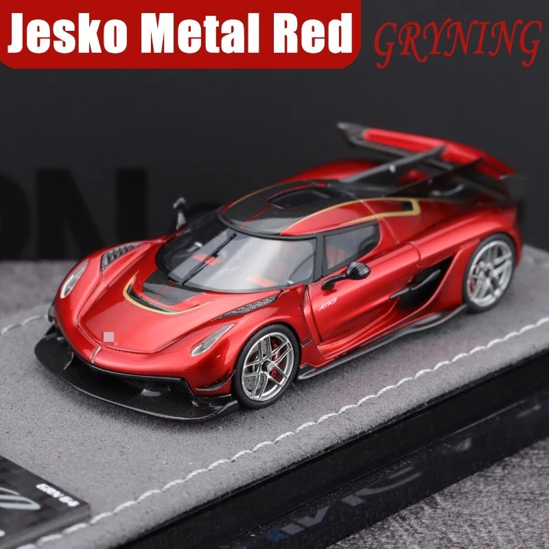 รถของเล่นโลหะผสม Jesko สีแดง รุ่น GRYNING 1/64 ของสะสมโมเดลโลหะหล่อขึ้นรูป ของขวัญคริสต์มาสสำหรับเด็กผู้ชาย