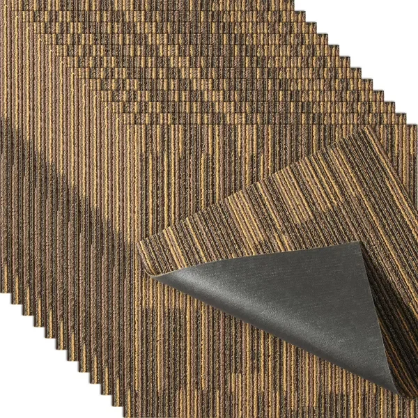 

Carpet Tiles 20'x20' With Padding, Soft Padded, Easy Install DIY for Bedroom Living Room (12Tiles, Mixed Brown)