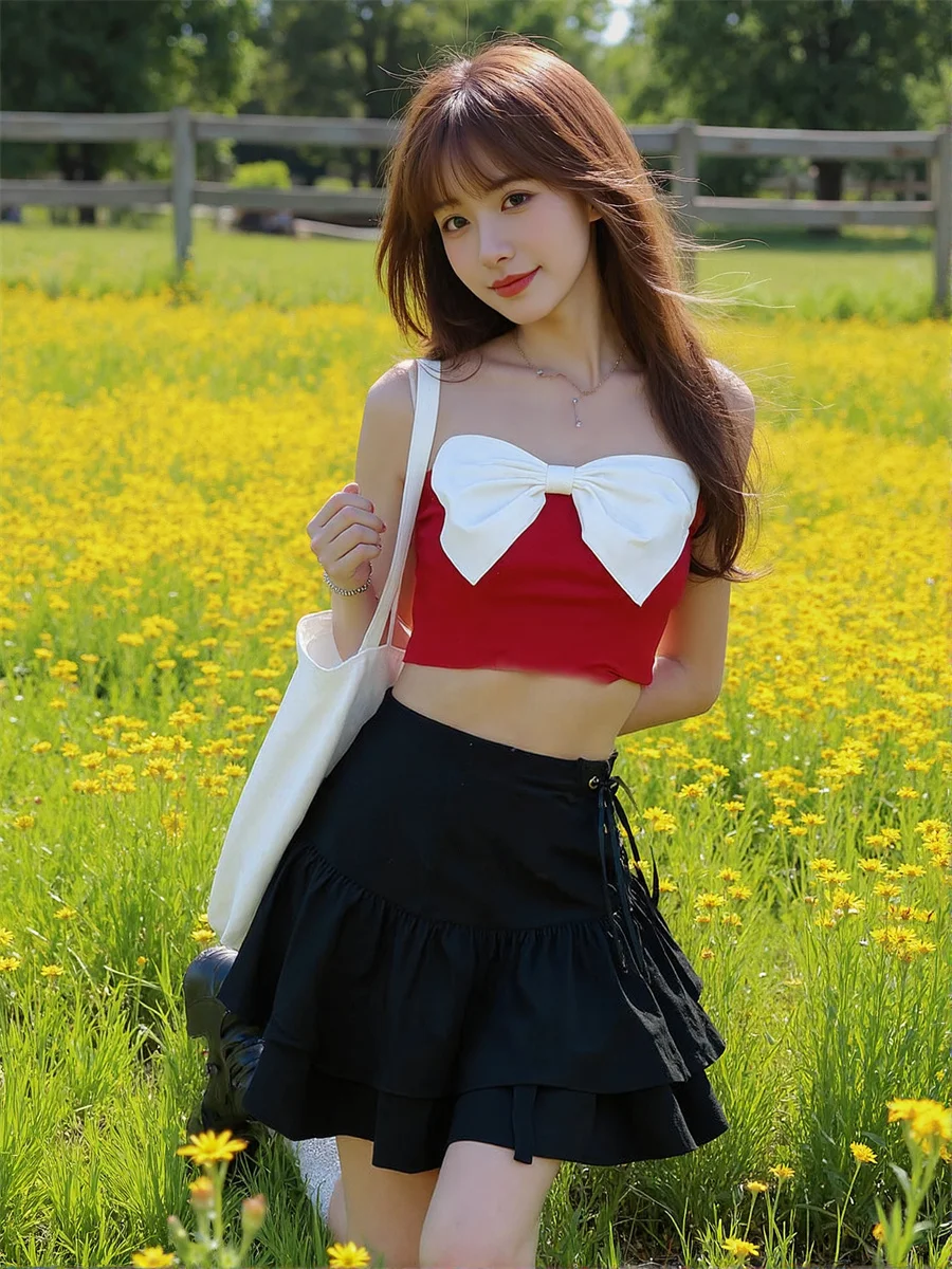 

Черные бандажные мини-юбки женские с рюшами многослойные плиссированные лоскутные художественные женские современные шикарные весенние уникальные милые